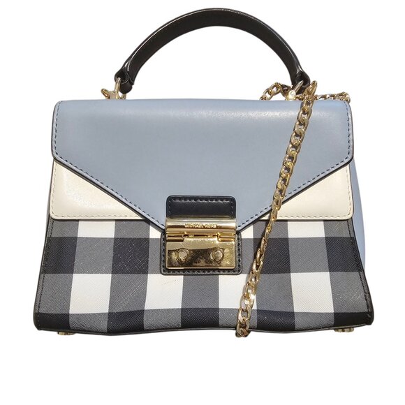 The Michael Kors Gingham Blue Crossbody Bag - Picture 1 of 6